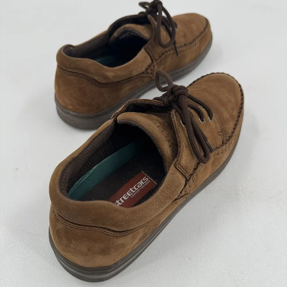 Skechers MENS Brown Leather Lace Up Casual Oxford Shoes Sneakers SIZE 10 XWIDE